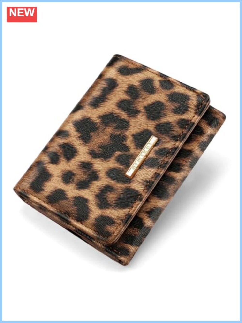 Faux Leather Leopard RFID Trifold Wallet 7 Card Slots Snap